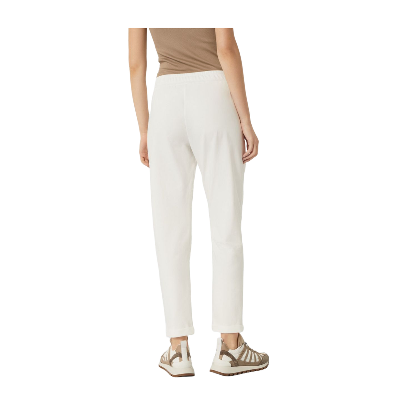 White Elasticated Drawstring Waistband Trousers