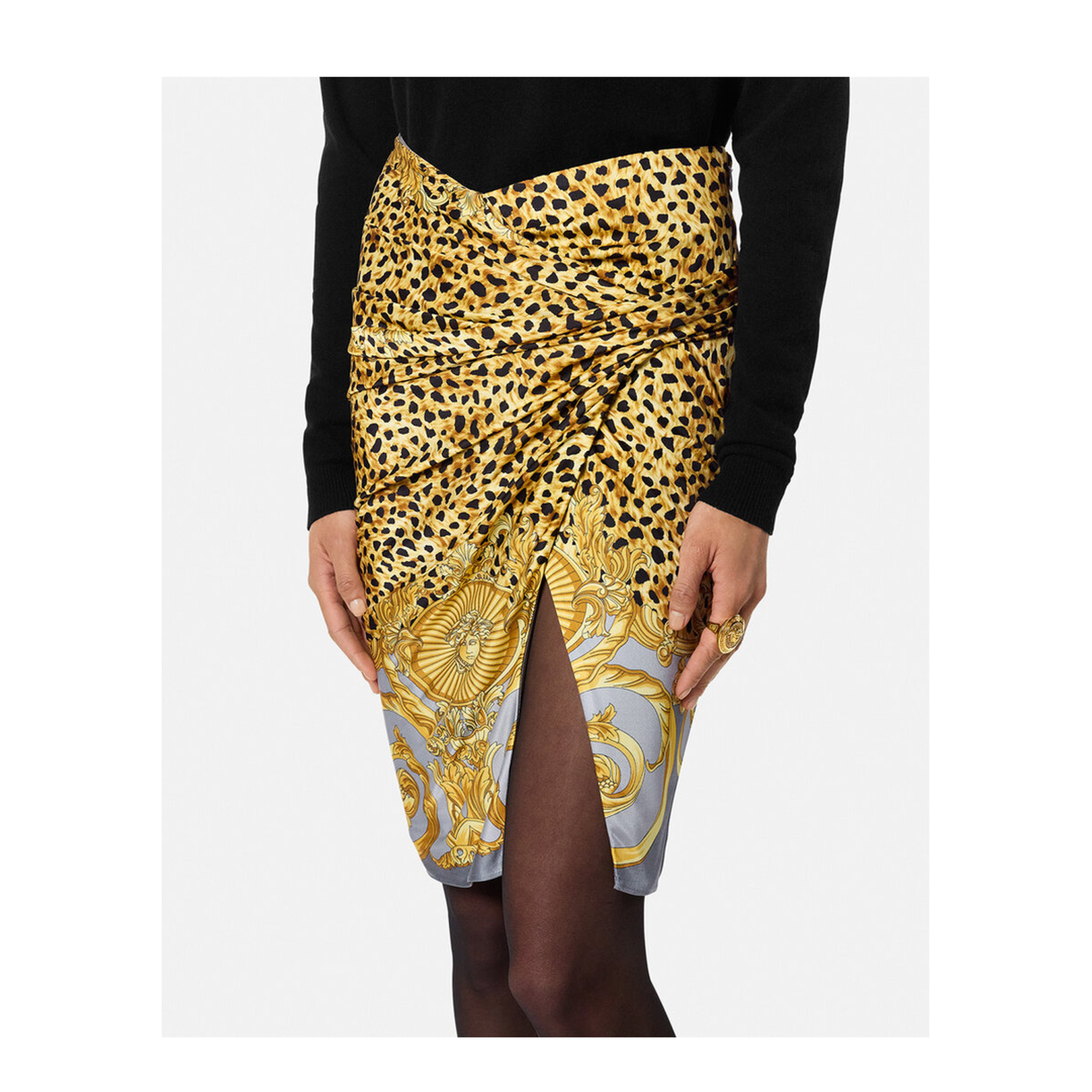 Skirt Cheetah Foulard On Responsible Heavy Viscose Liquid Jersey