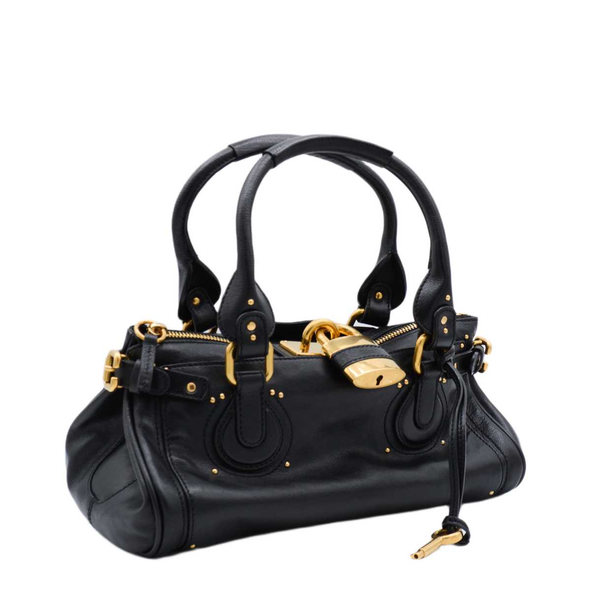 Paddington Grained Buffalo Leather Shoulder Bag - Black