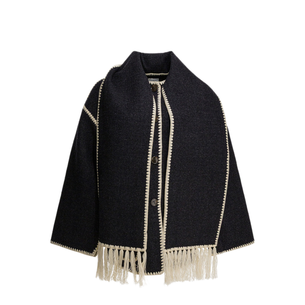 MAYFEYR - Toteme - Short Coat With Attached Scarf - 244WRO918FB0292083DARKGREYMELANGE