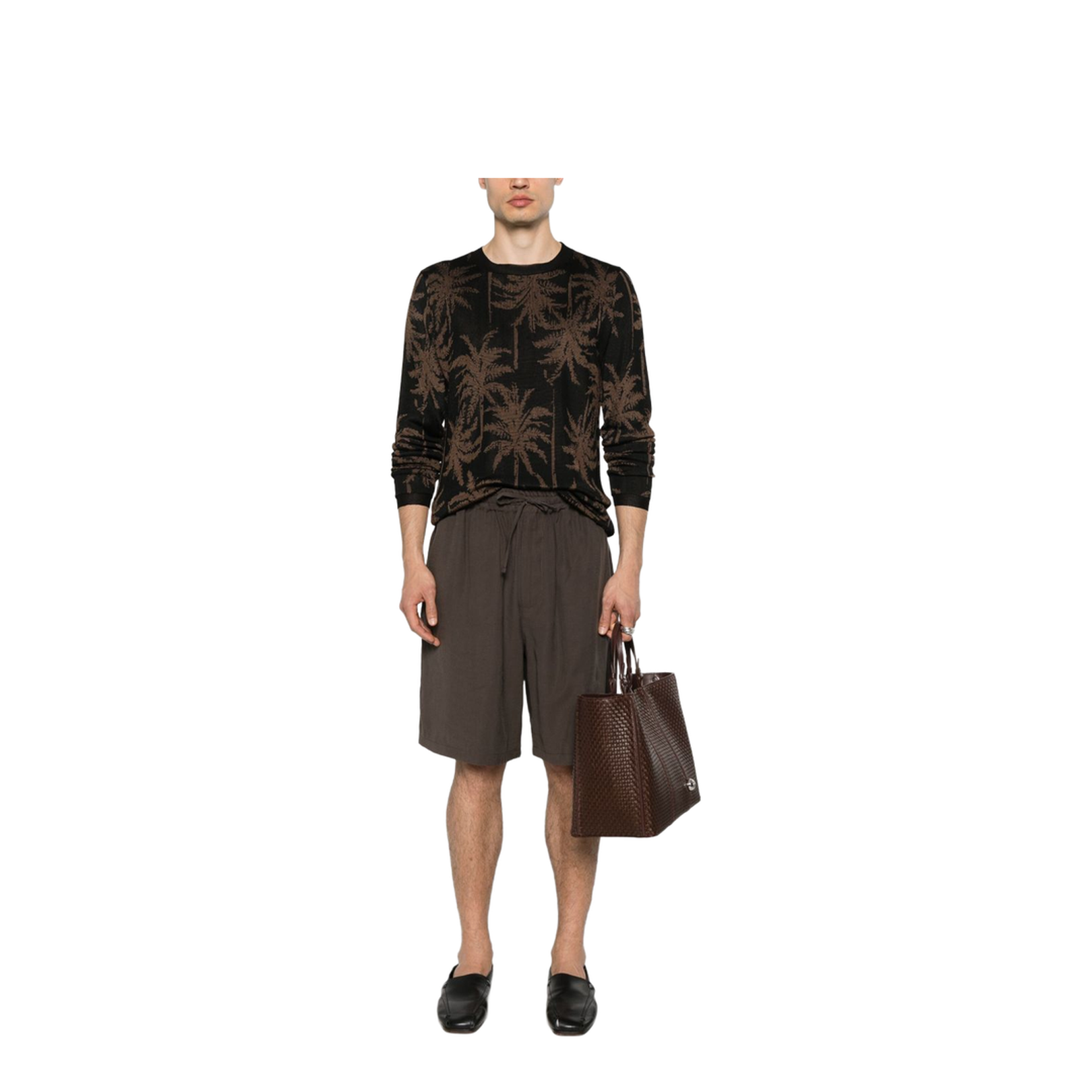Drawstring Bermuda Shorts in Printed Modal
