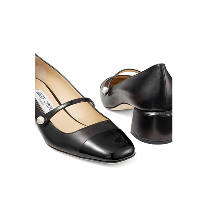 Black Nappa and Patent Leather Pumps