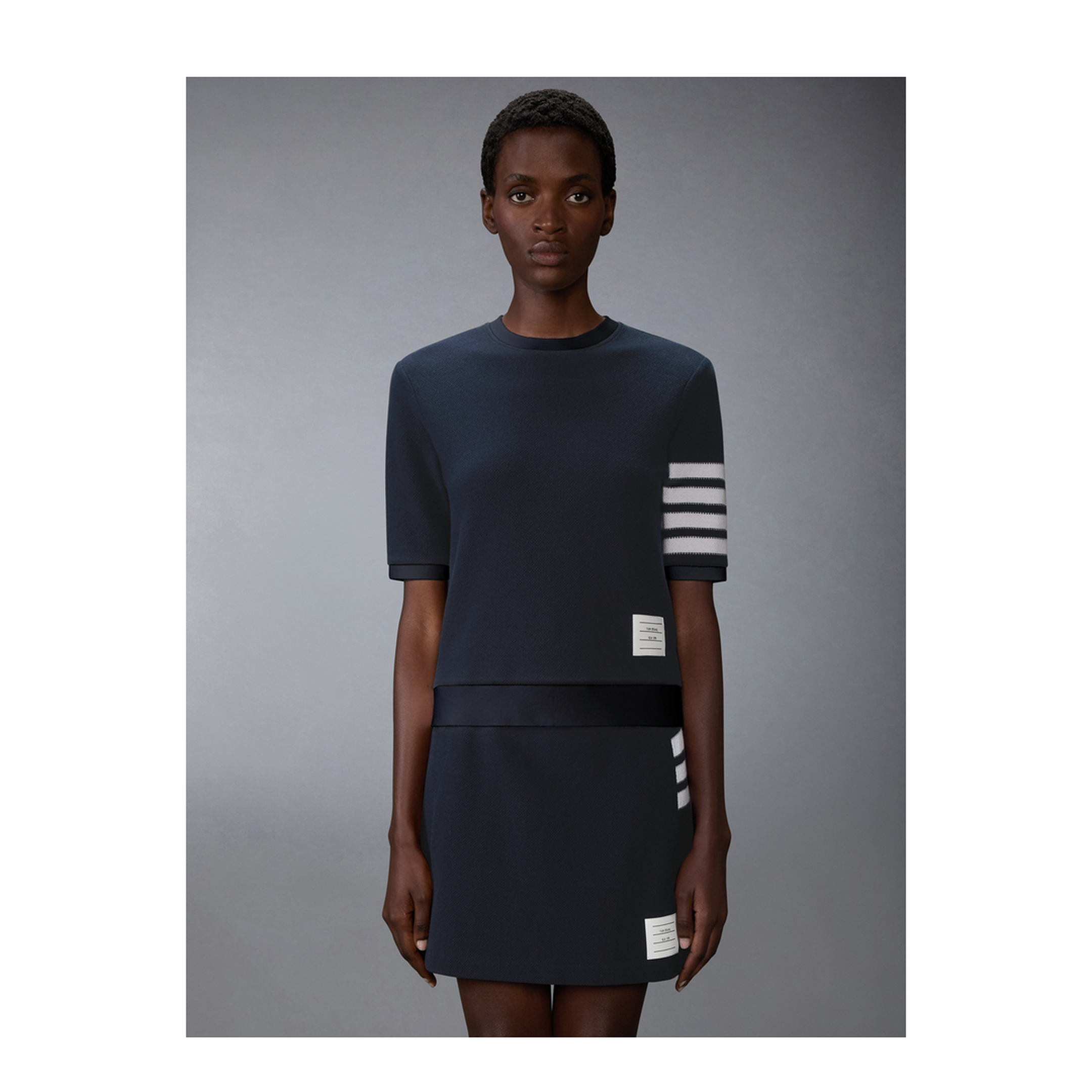 MAYFEYR - Thom Browne - Textured Cotton Piqué 4-Bar T-Shirt - FJS222AJ0248415