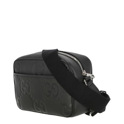 GG Jumbo Leather Shoulder Bags - Black