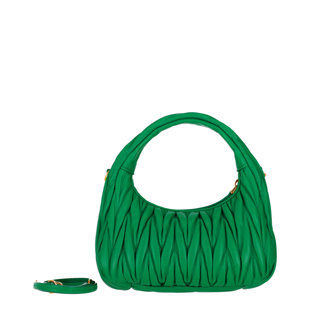 Wander Matelassé Mini Leather Shoulder Bags - Grass Green
