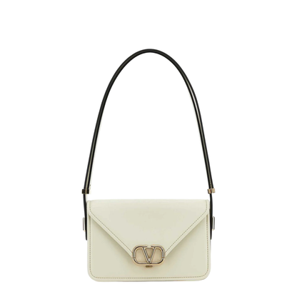 Ivory Leather VLogo Crossbody Bag