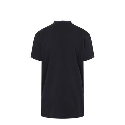 Black Mock Neck Drop Shoulder Short Sleeves