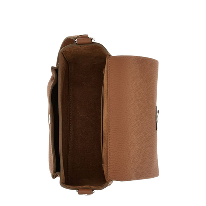 Trend Hammered Leather Flap Bag - Brown