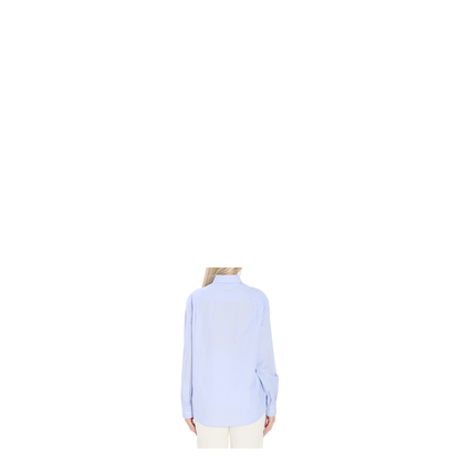 Light Blue Shirt with All-Over Stripe Motif and Embroidered
