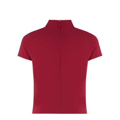 Red Cardigan Draped Neck Top