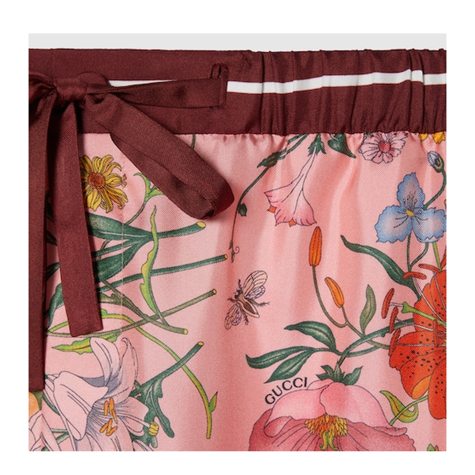 Printed Silk Pants in Pink and Rosso Ancora Red
