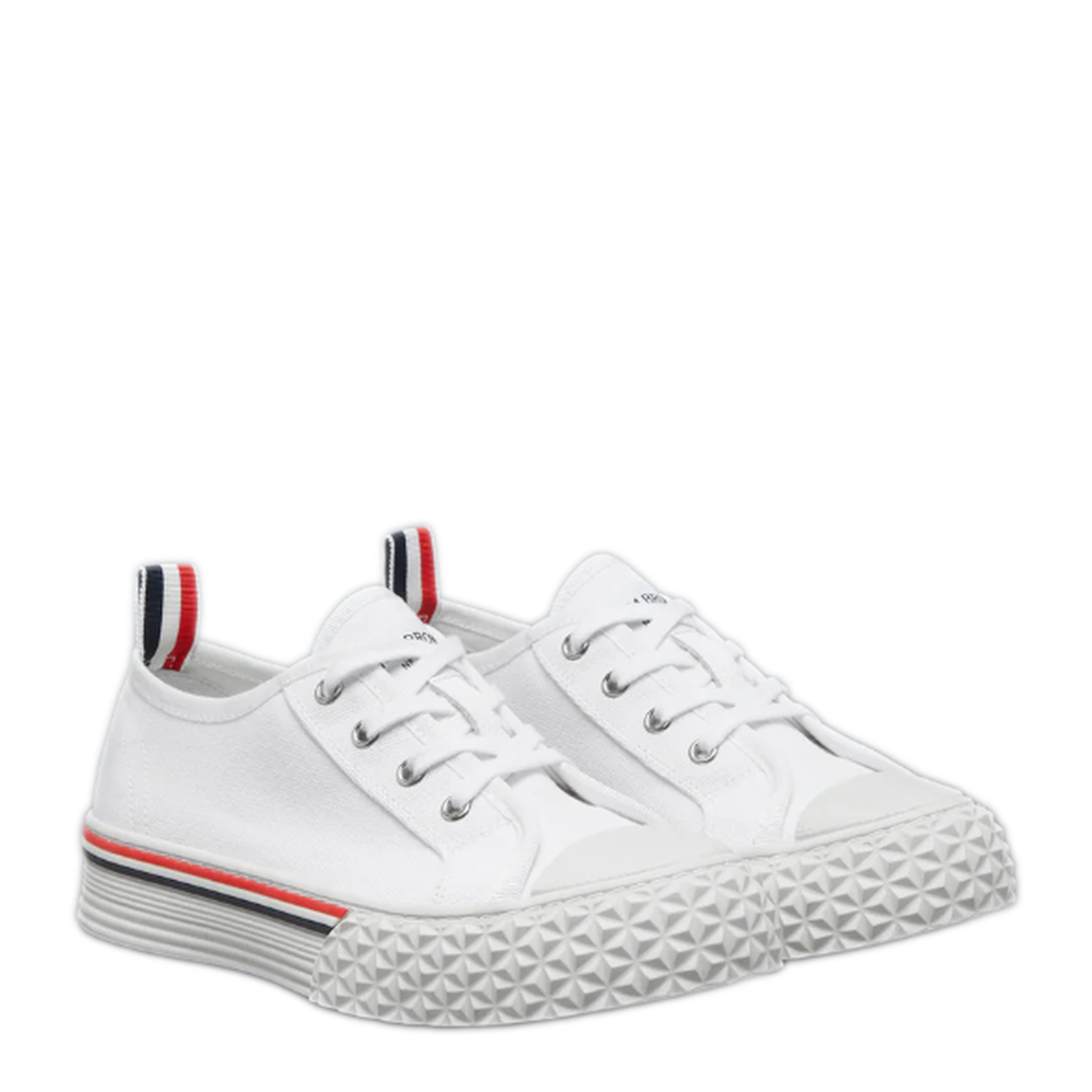 MAYFEYR - Thom Browne - Collegiate Low Top Trainer With Tartan Tread Sole In Organic Canvas - FFD125AF0102100