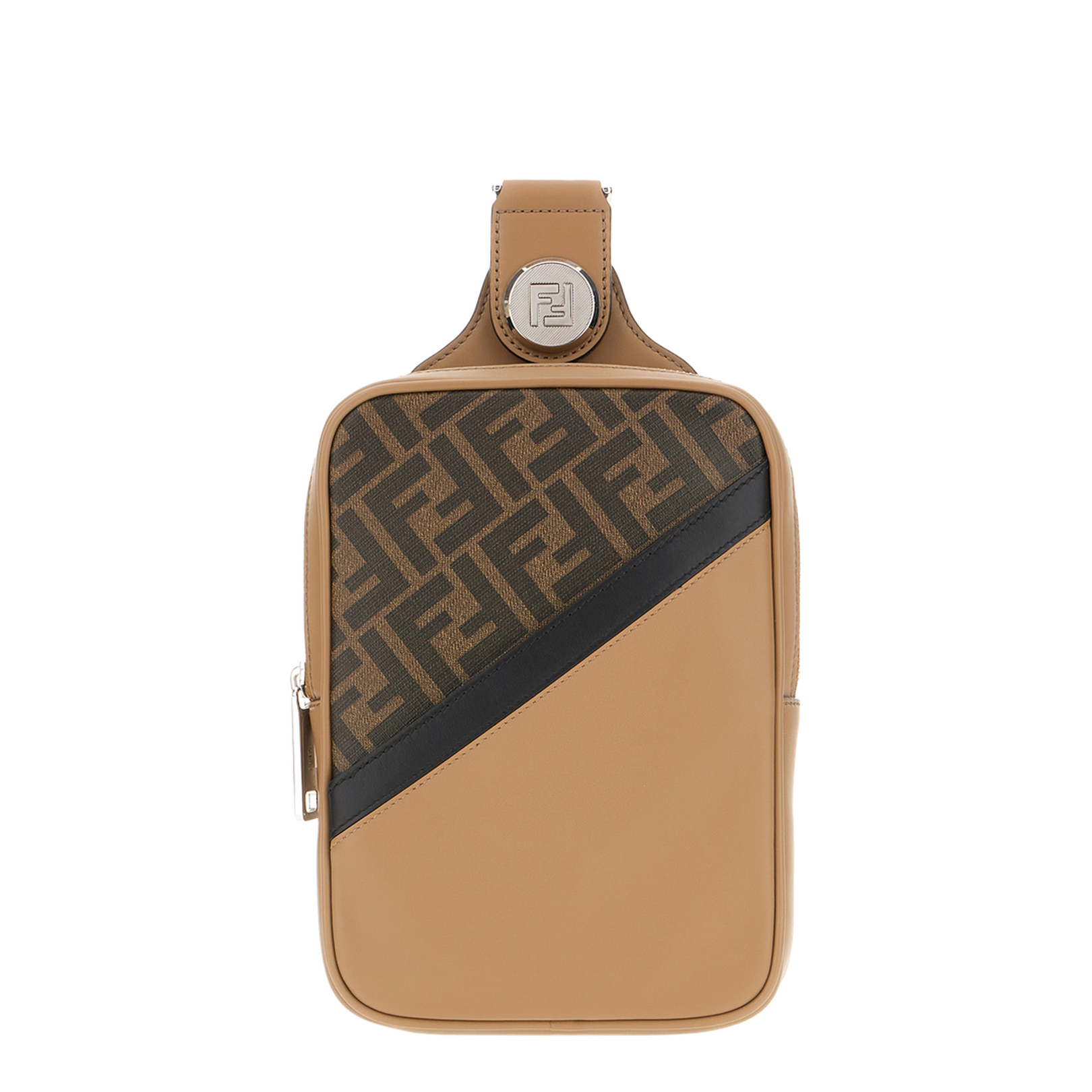 Diagonal Leather Belt Bags - Tan