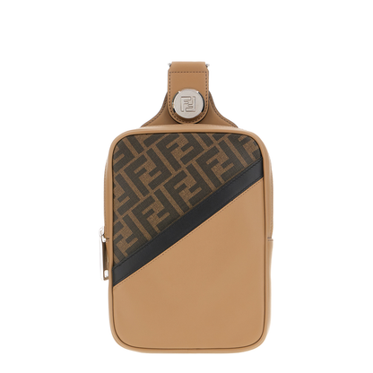 Diagonal Leather Belt Bags - Tan