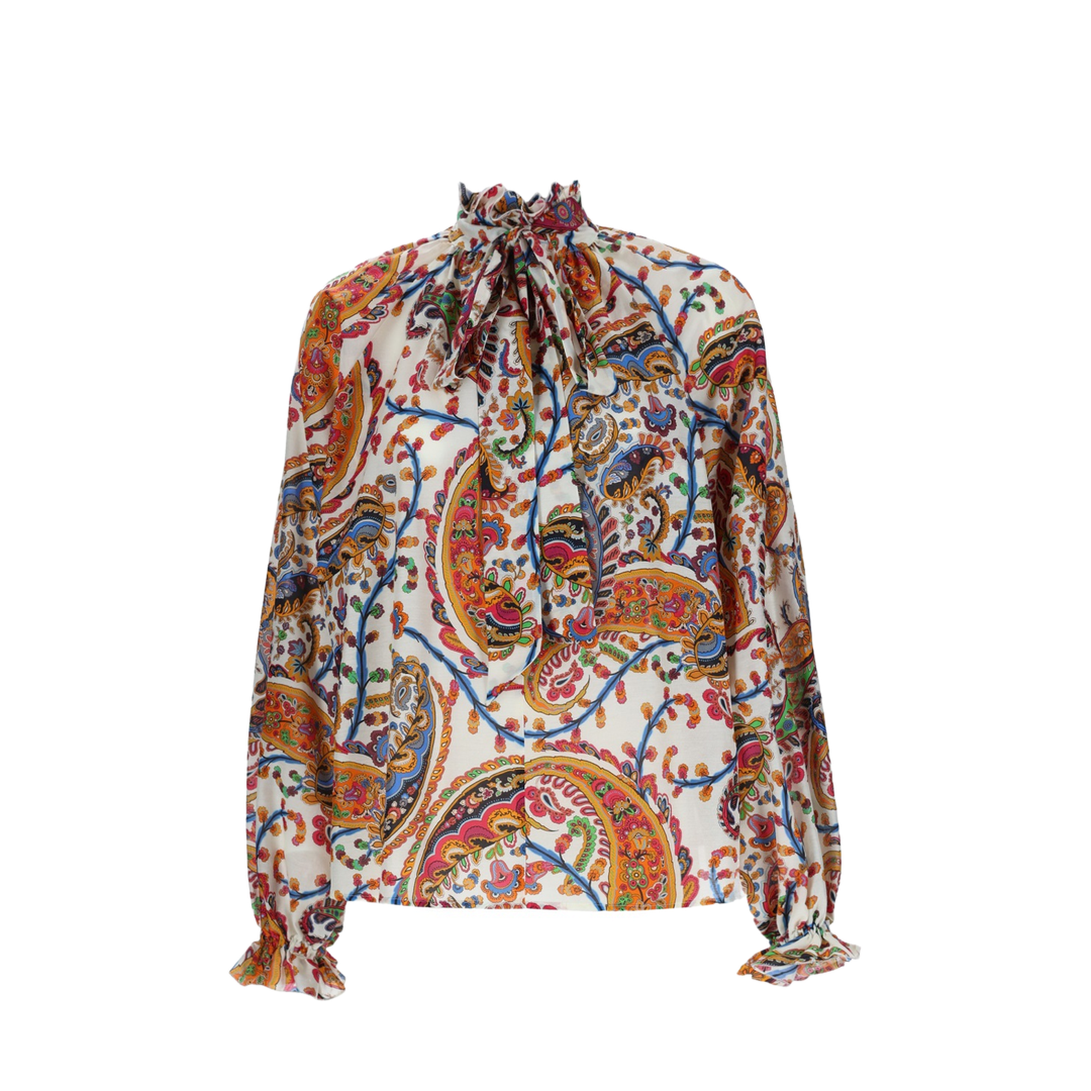 Cotton and Silk Blouse with Paisley Print - Multicolor