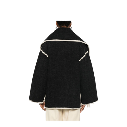 Embroidered Scarf Jacket - Dark Grey