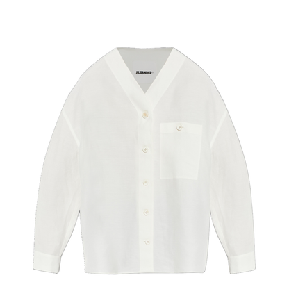 White Linen Blend Oversize Shirt