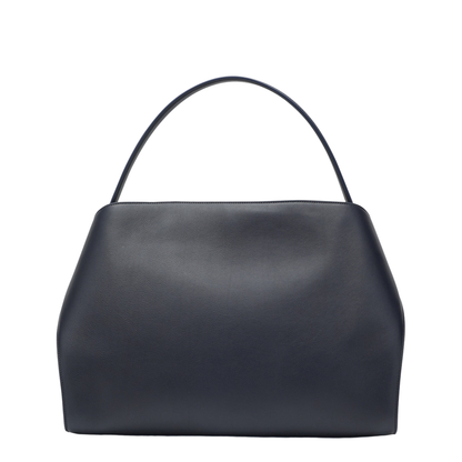 Hug Soft Large Calf Leather Shoulder Bag - Navy