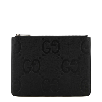 Medium Clutch in Black Leather