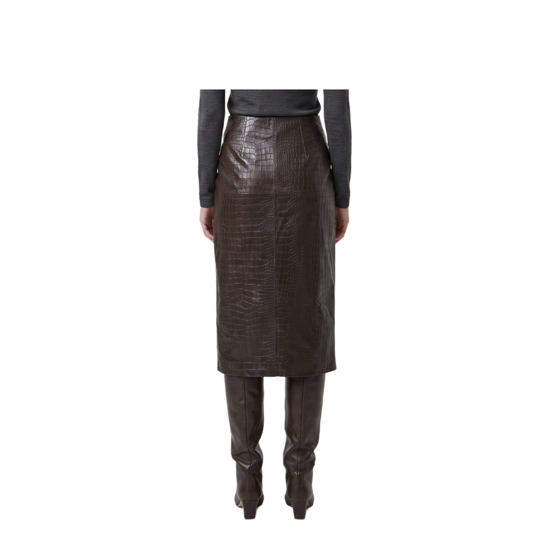 MAYFEYR - Federica Tosi - Crocodile Print Midi Skirt - 3070430169