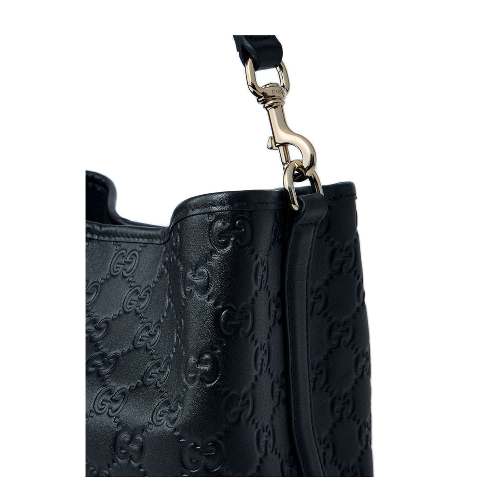 GG Emblem Small Leather Bucket Bags - Black