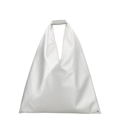 Medium Japanese Bag in Silver Eco-Leather