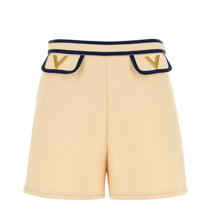 Cream Crepe Shorts