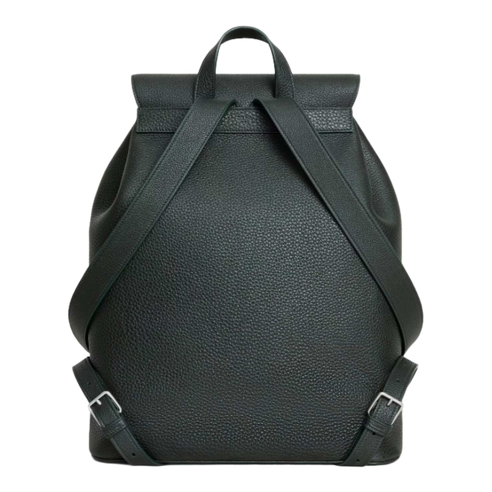 Large Backpack Folco in Grained Calfskin - Night Green