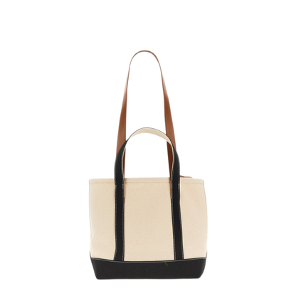 Logo-Print Canvas Tote - Off-white/black/brown