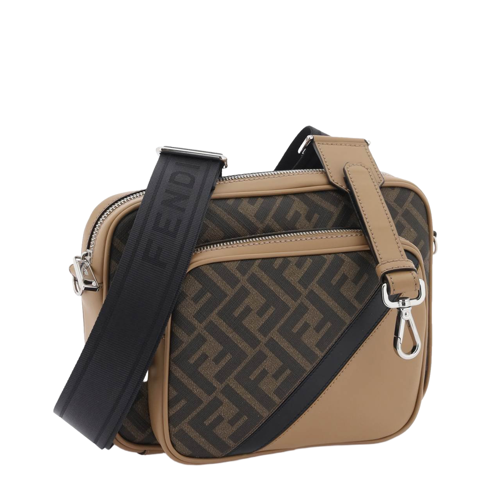 Diagonal Leather Crossbody Bags - Tan