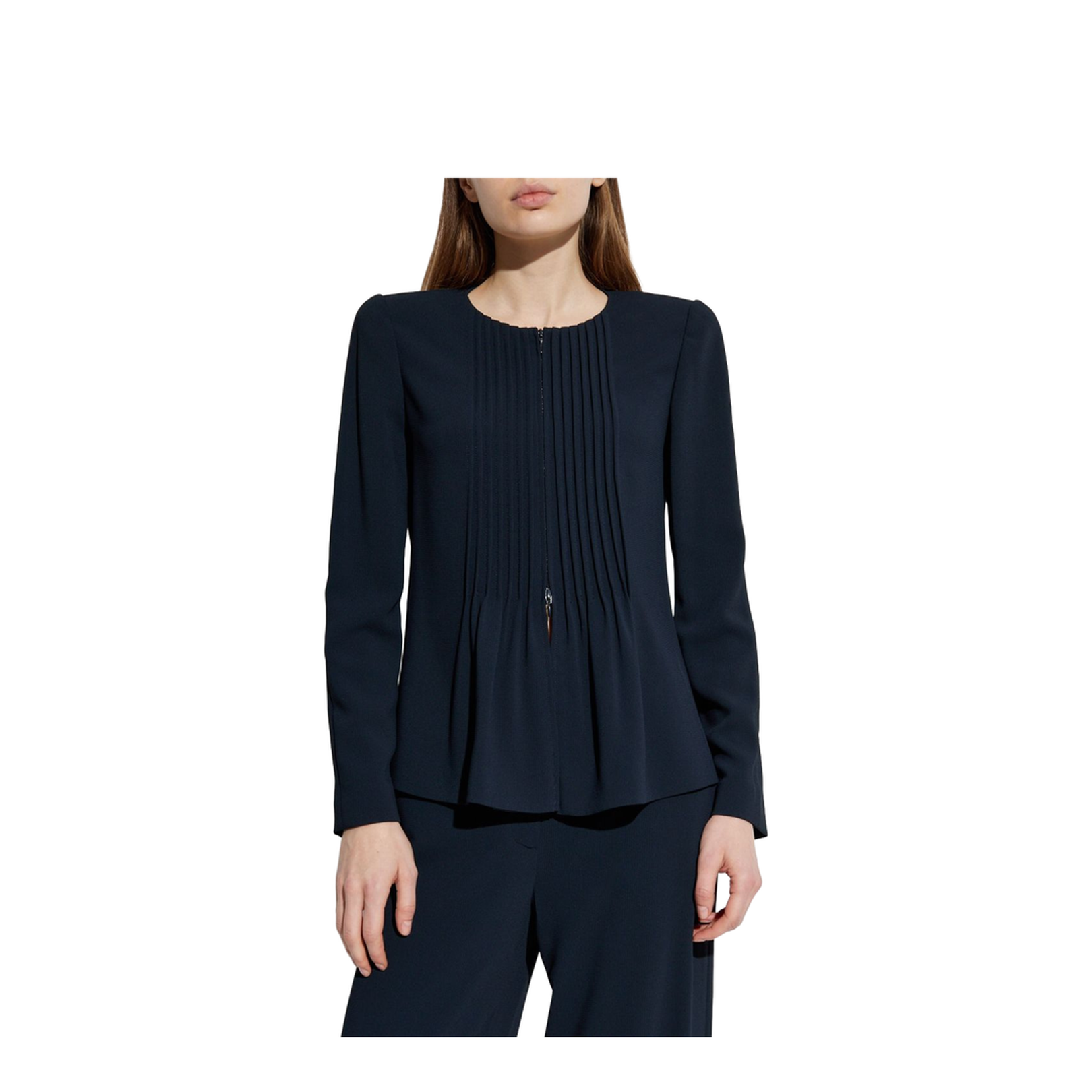 Jacket in Pleated Fluid Armure Fabric