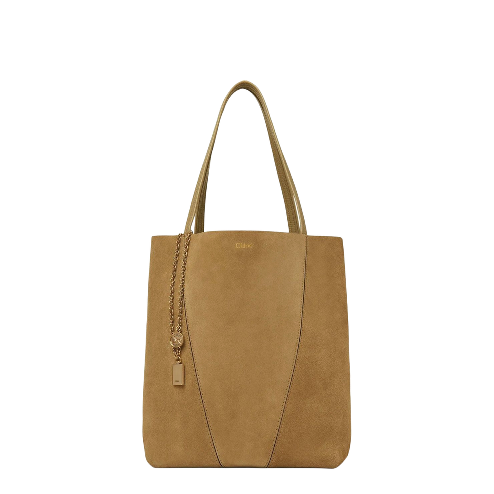 Chloé 'spin' beige shoulder bag with chain-link detail ...