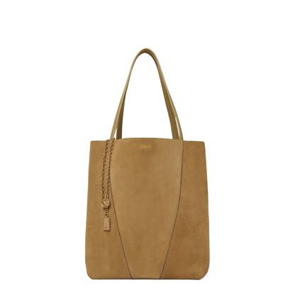 Chloé 'spin' beige shoulder bag with chain-link detail ...