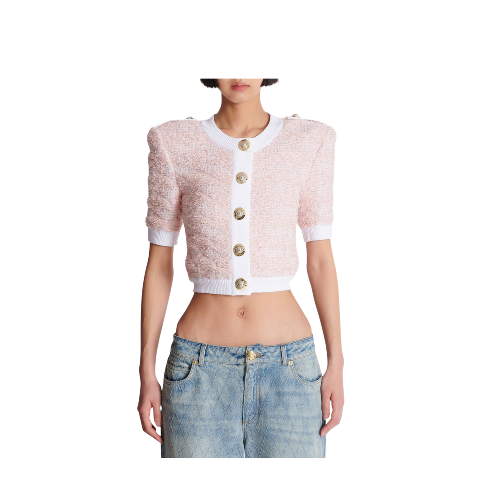 Short-Sleeved Knit Cardigan