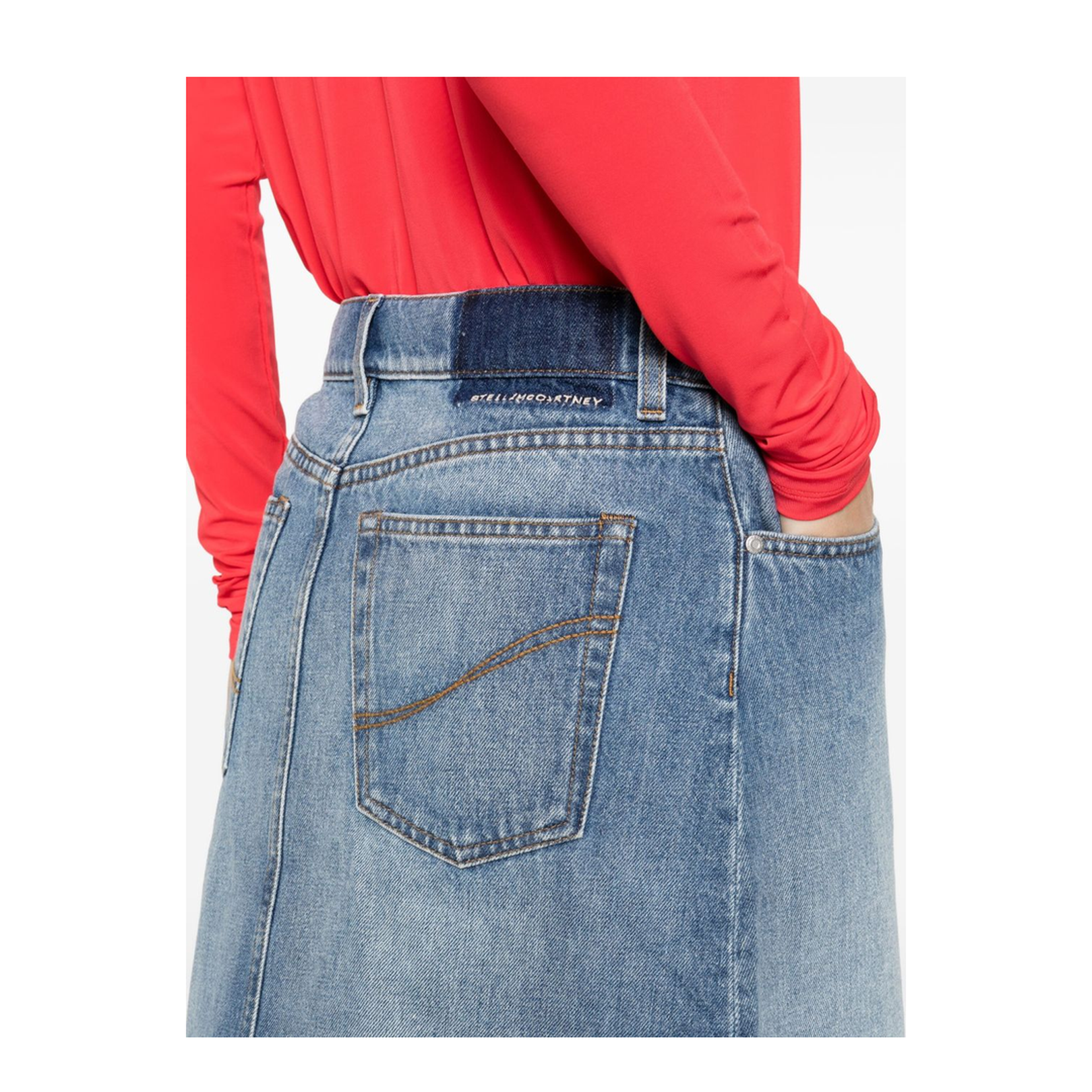 Denim Cotton Midi Skirt