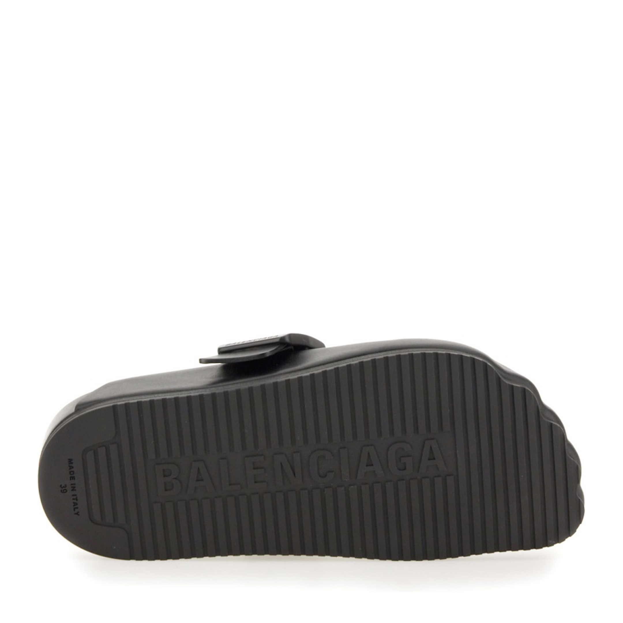 Balenciaga Black Sunday Clogs with Logo Strap