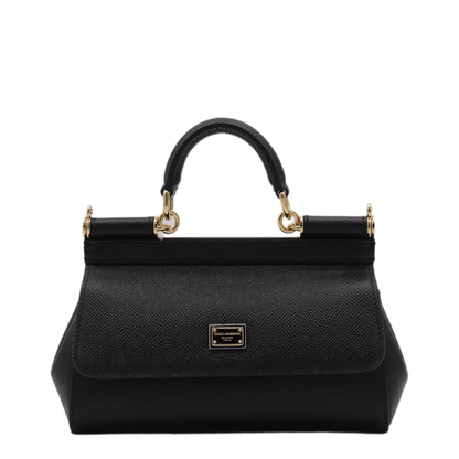 Sicily Small Calf Leather Top-Handle Bag - Nero