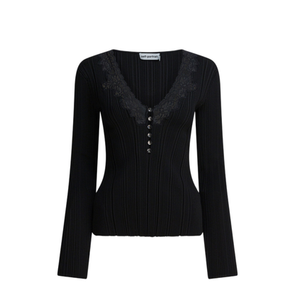 MAYFEYR - Self Portrait - Top With Lace - AW25042TBBLACK