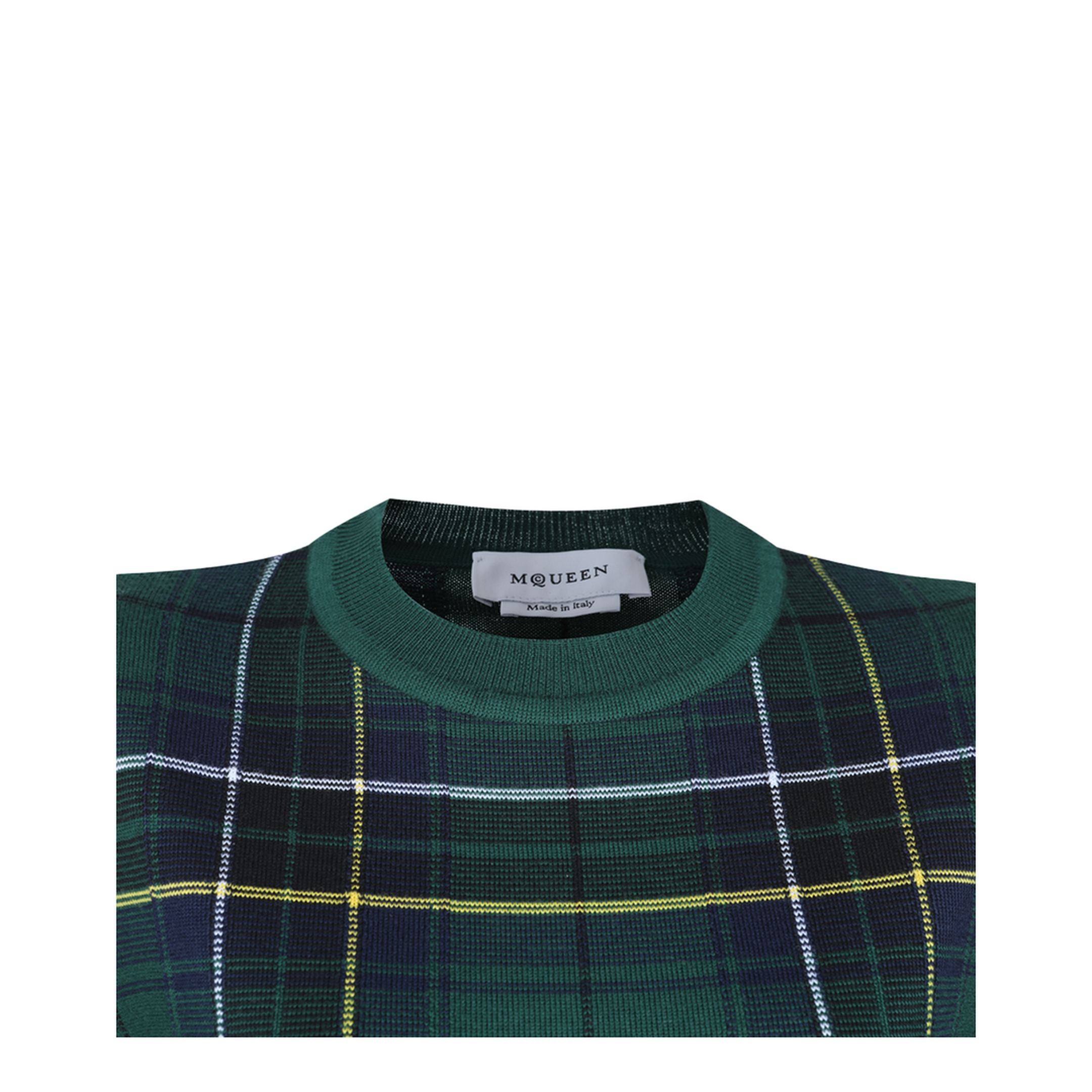 Wool Tartan Jumper Dark Green Blue