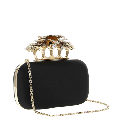 Carnation Knuckle Clutch in Black