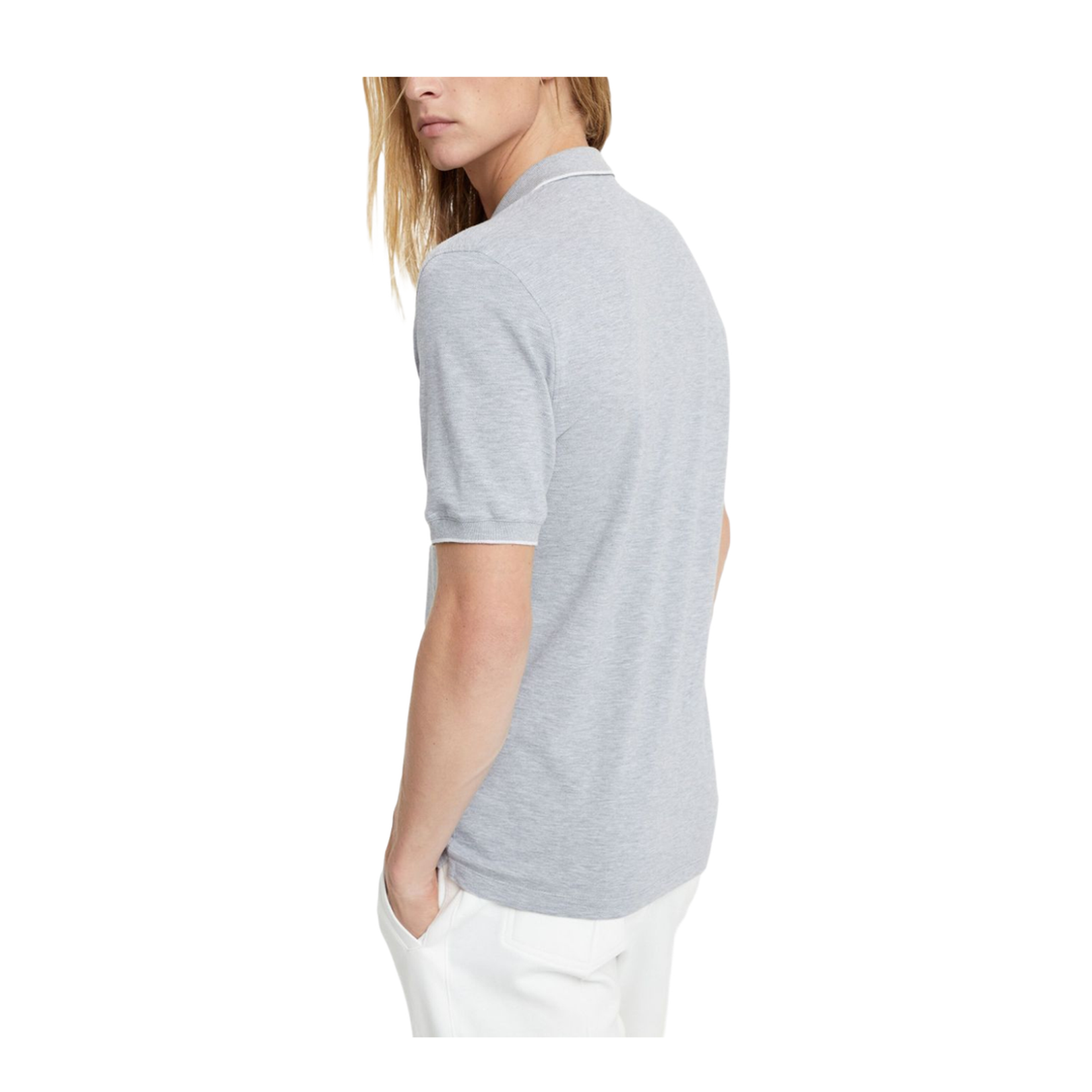 Grey Cotton Piqué Polo Shirt