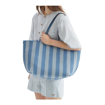 Roll Large Canvas Shopper Bags - Pastel Blue