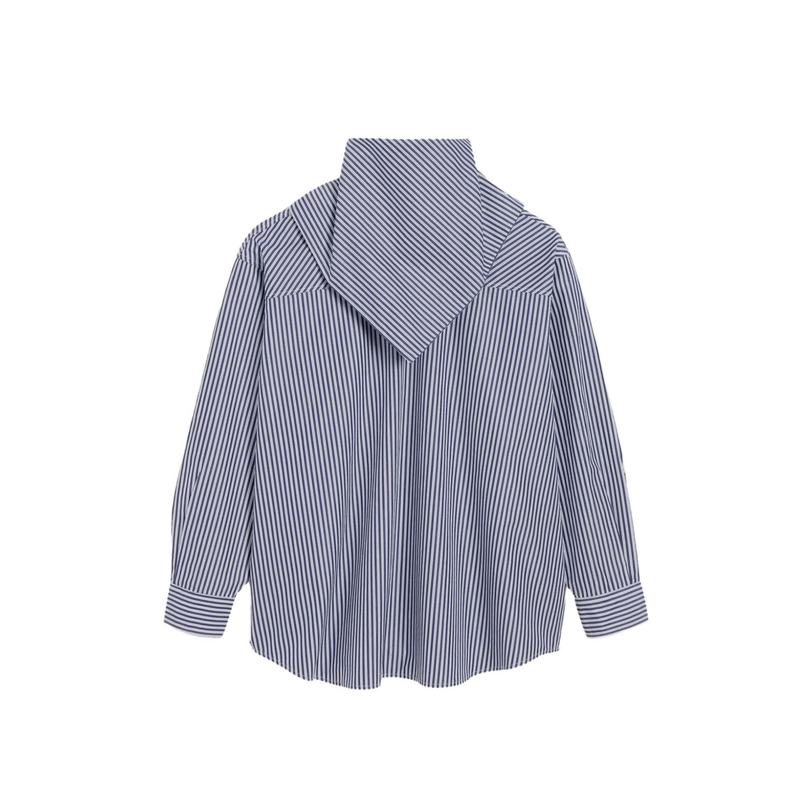 Blue Cotton Long Sleeves Striped Bandana Blouse