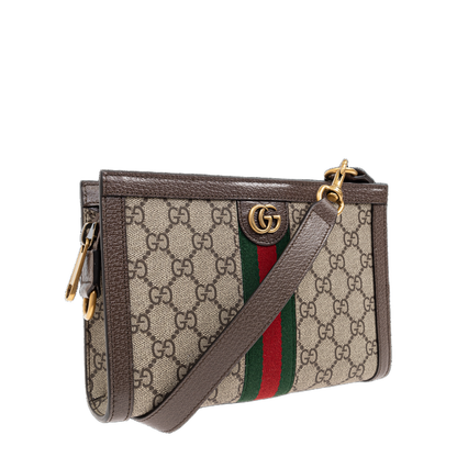 Ophidia Small Canvas Shoulder Bag - Brown