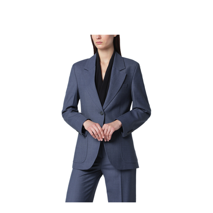 MAYFEYR - Victoria Beckham - Katherine Single-Breasted Jacket In Blue Mélange Wool Blend - 1425WJK005119APLDB