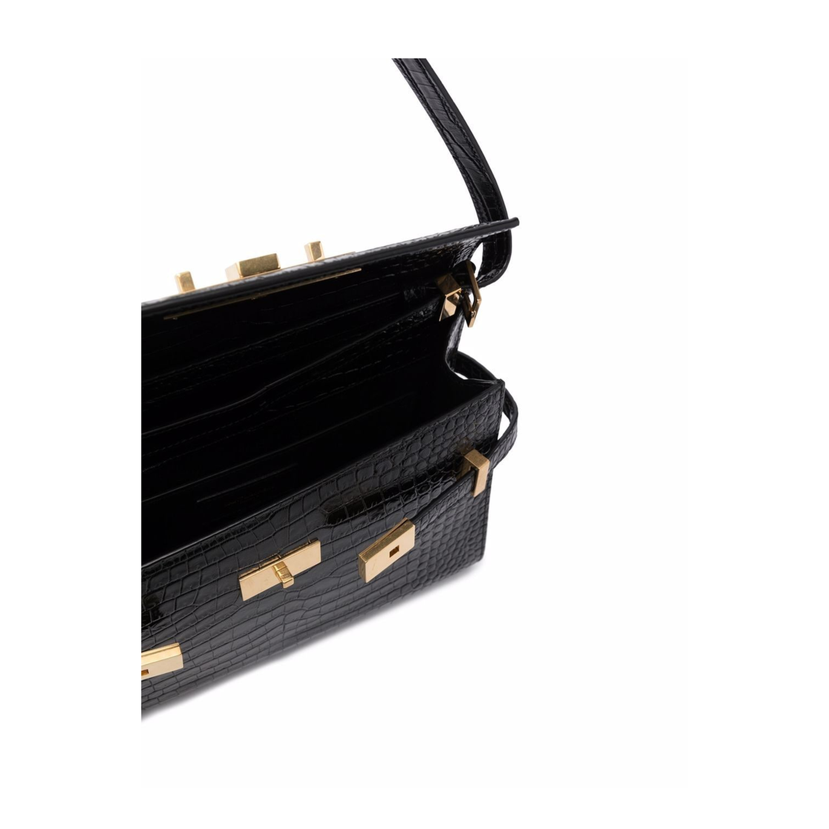 Manhattan Small in Shiny Crocodile-Embossed Leather