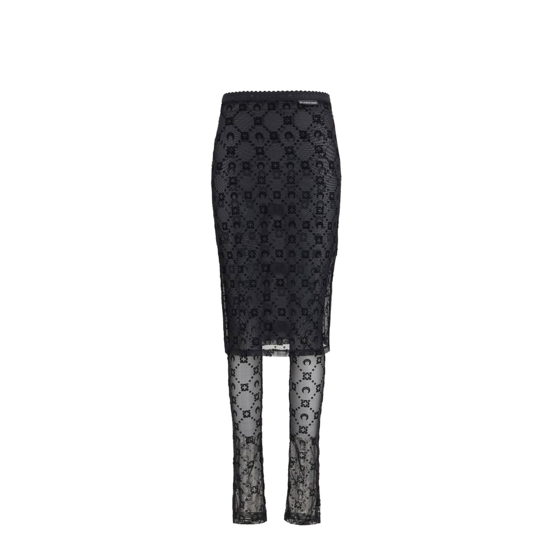 MAYFEYR - Marine Serre - Moonogram Mesh Flock Pant Skirt - WSK134ACJER0005BK99