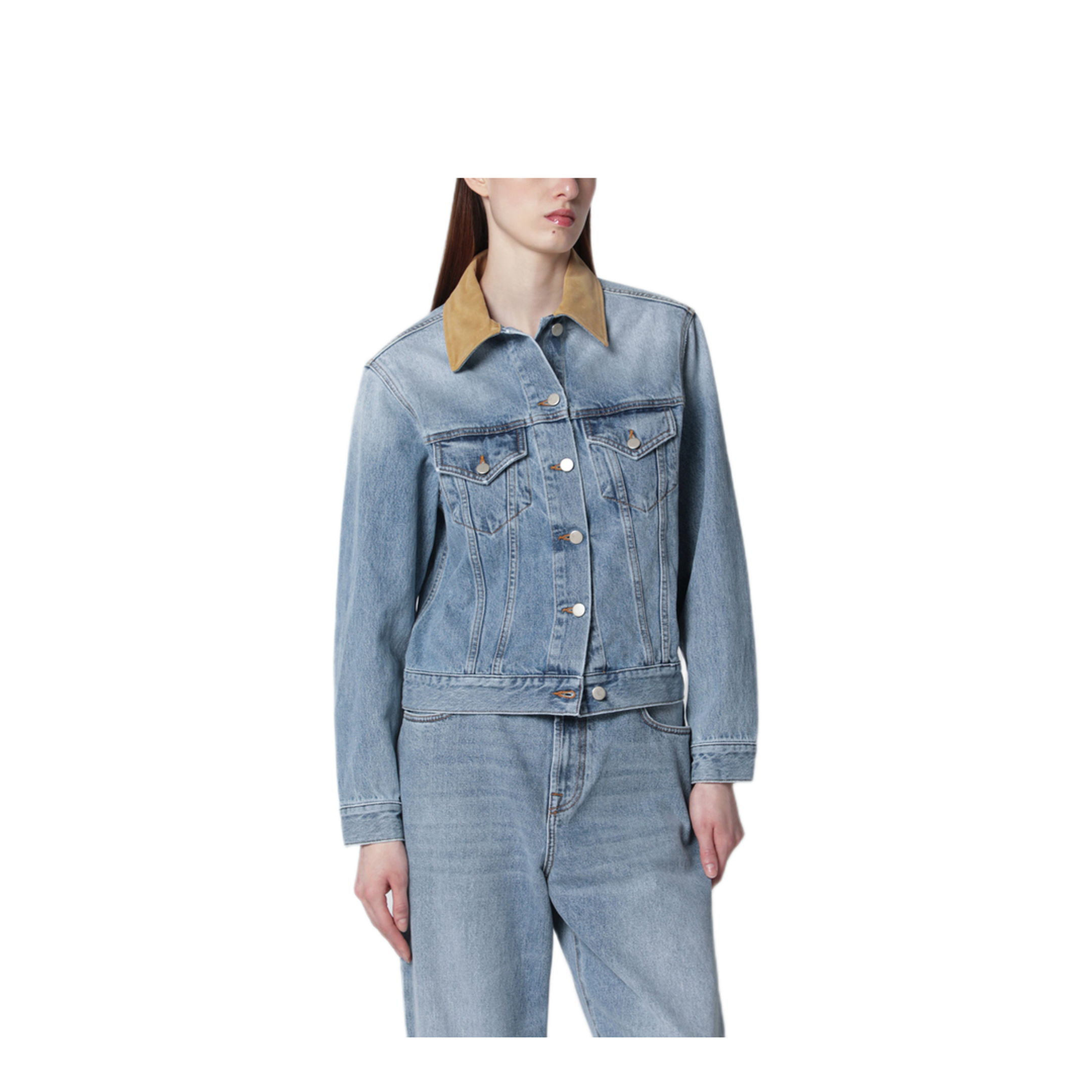 MAYFEYR - Róhe - Blue Denim Jacket With Suede Collar - 419-11-228CO470