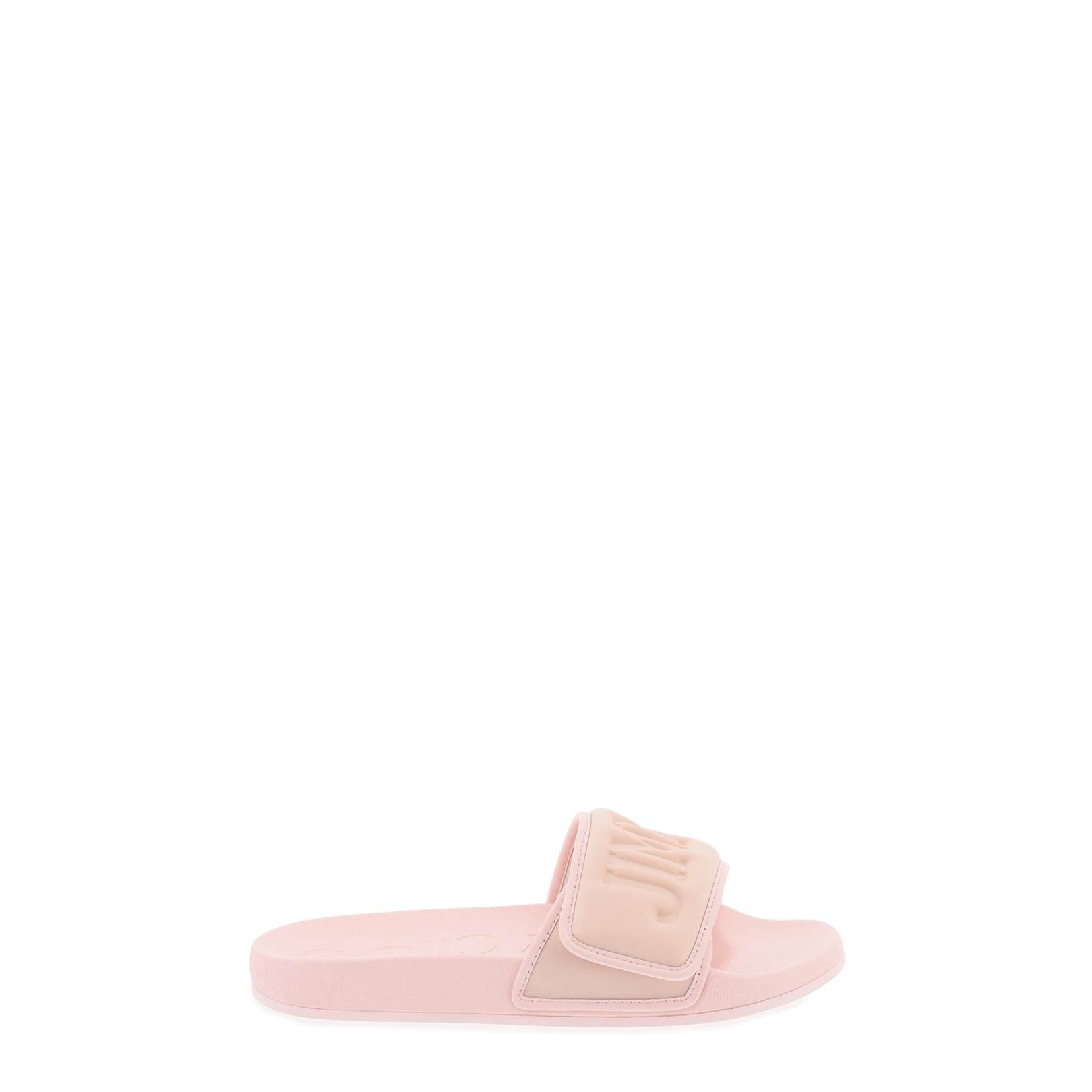 Jimmy Choo fitz slides with lycra logoed bang