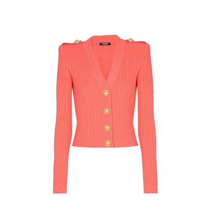Long-sleeved cable-knit cardigan